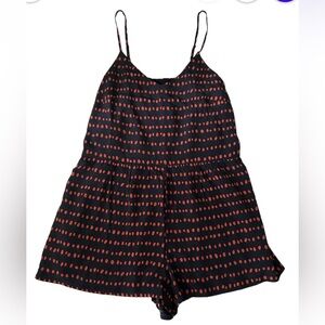 Loft Polka Dots Romper Womens Black/Orange Size Medium NWT